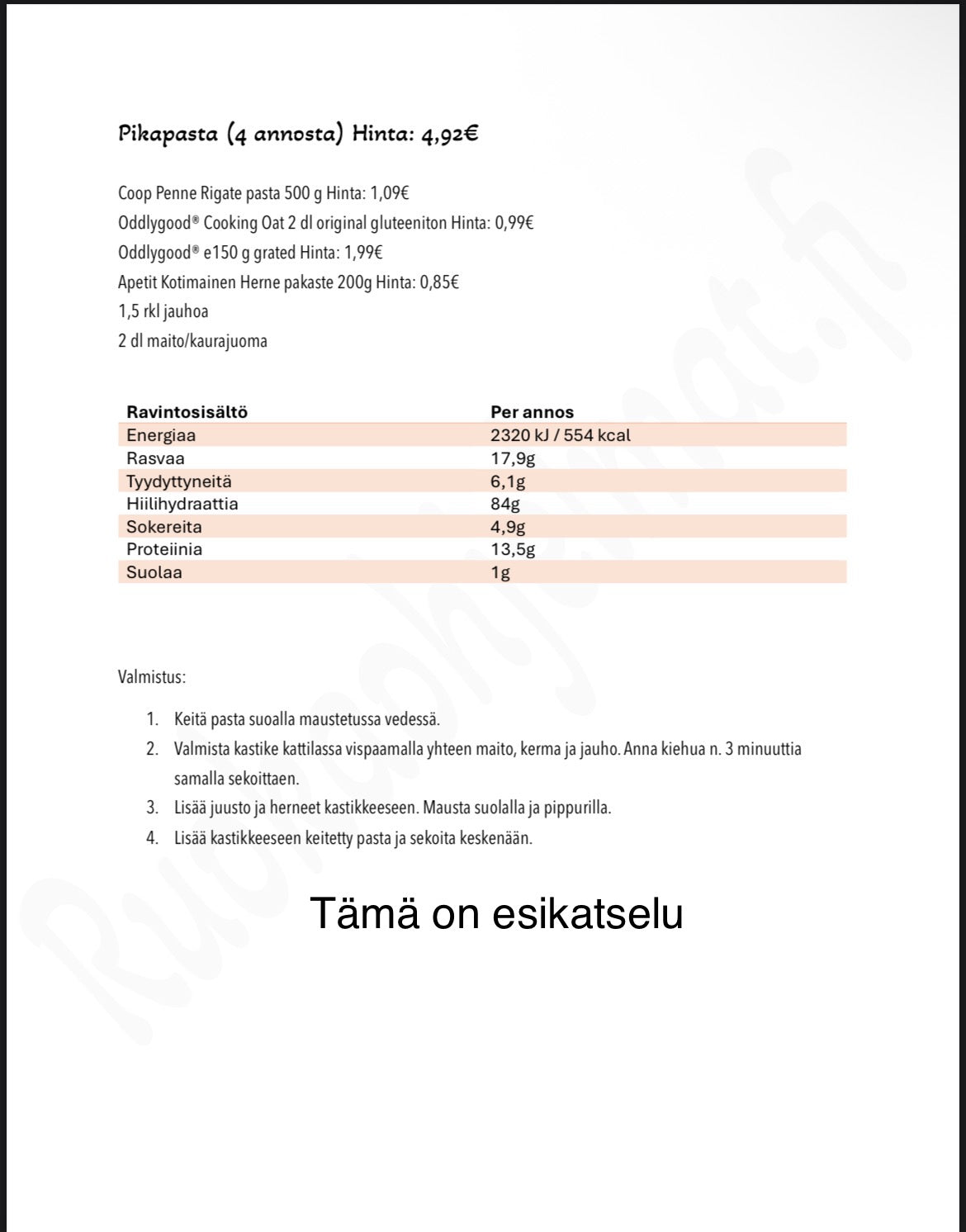 Ruokaohjelma - KasvisBudjetti