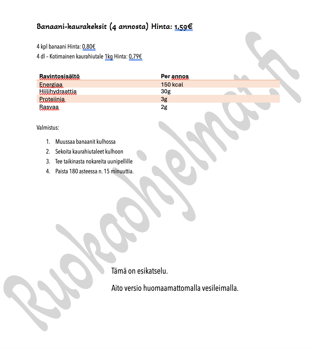Ruokaohjelma - JälkkäriBudjetti