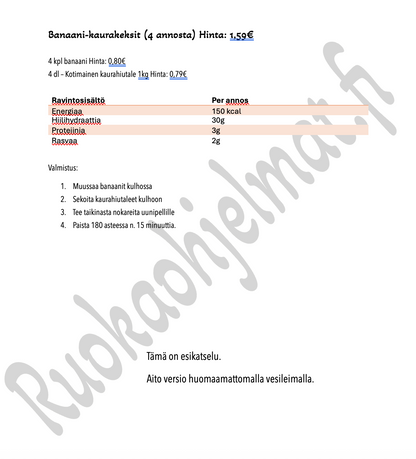Ruokaohjelma - JälkkäriBudjetti